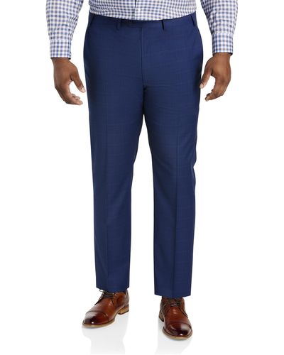 Michael Kors Big & Tall Windowpane Suit Pants - Blue