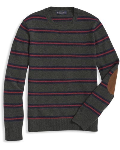 Brooks Brothers Big & Tall Striped Crewneck Sweater - Gray