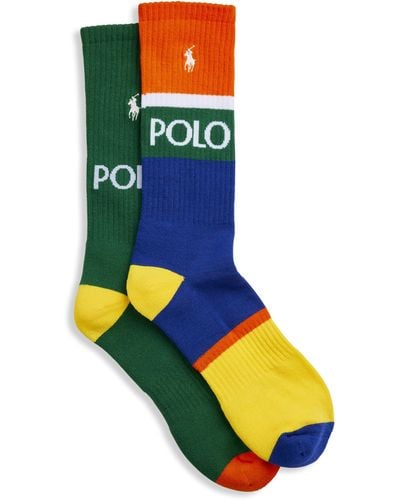 Polo Ralph Lauren Big & Tall 2-pk Logo Striped Socks - Green