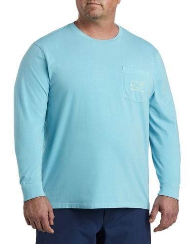 Vineyard Vines Big & Tall Whale Long-sleeve Pocket T-shirt - Blue