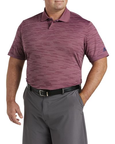 adidas Big & Tall Contrast Stripe Polo Shirt - Purple
