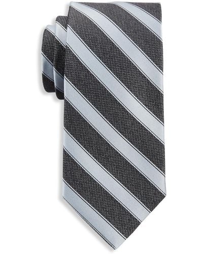Michael Kors Big & Tall Weaver Striped Tie - Gray