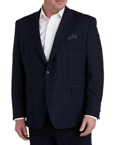Tallia Big & Tall Tallia Windowpane Suit Jacket - Blue