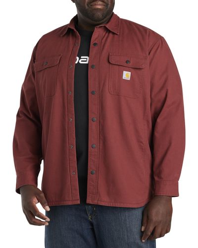 Carhartt Big & Tall Canvas Fleece-lined Shirt Jacket - Red