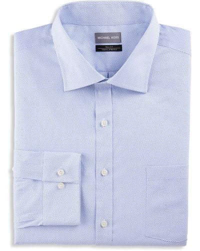 Michael Kors Big & Tall Non-iron Geo-print Dress Shirt - Blue