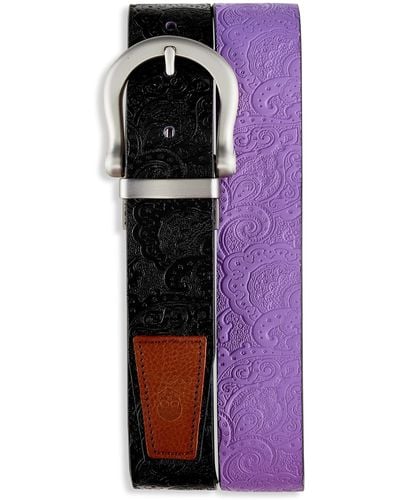 Robert Graham Big & Tall Reversible Paisley-embossed Leather Belt - Multicolor