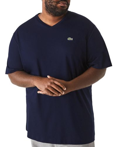 Lacoste Big & Tall Jersey V-neck T-shirt - Blue