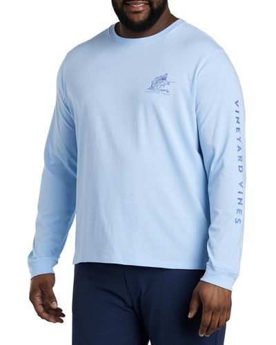 Vineyard Vines Big & Tall Sailfish Long-sleeve Pocket T-shirt - Blue