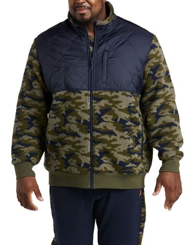 Nautica Big & Tall Quilted Camo Sherpa Zip-front Jacket - Multicolor
