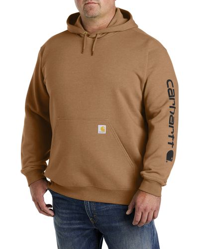 Carhartt Big & Tall Midweight Logo-sleeve Hooded Sweatshirt - Brown