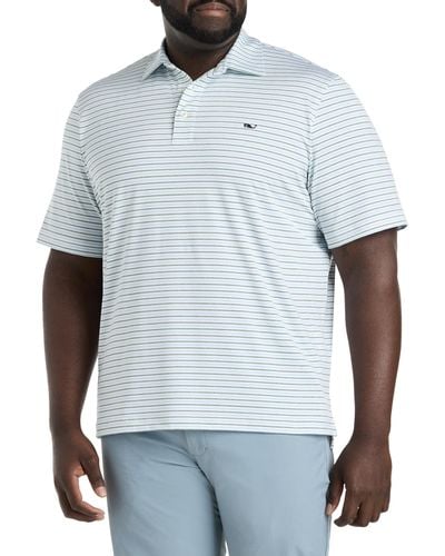 Vineyard Vines Big & Tall Bradley Striped Striped Sankaty Performance Polo Shirt - Blue