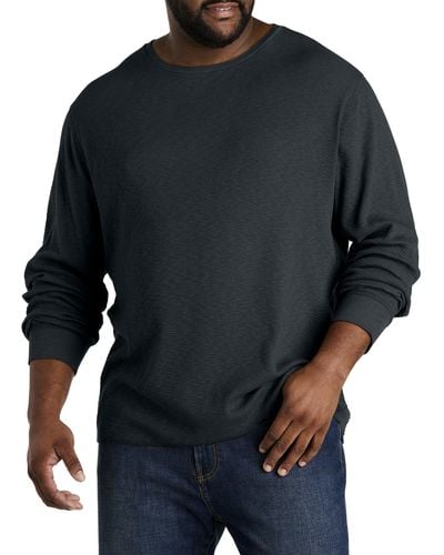 Lucky Brand Big & Tall Waffle-knit Thermal Long-sleeve T-shirt - Black