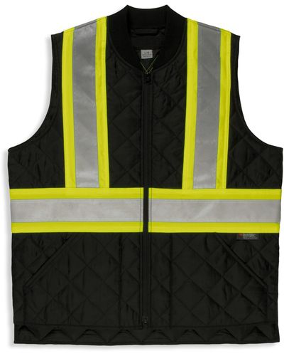 Tough Duck Big & Tall Quilted Zip-front Reflective Safety Vest - Black