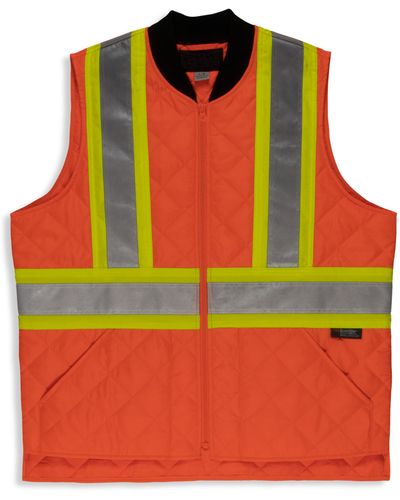 Tough Duck Big & Tall Quilted Zip-front Reflective Safety Vest - Red