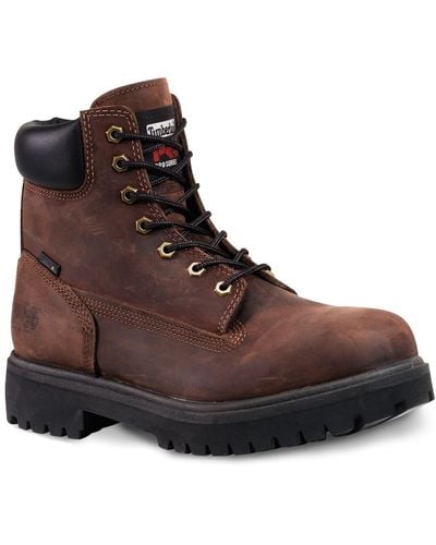 Timberland Big & Tall Direct Attach Waterproof 6 & Quot Steel Toe Work Boots - Brown
