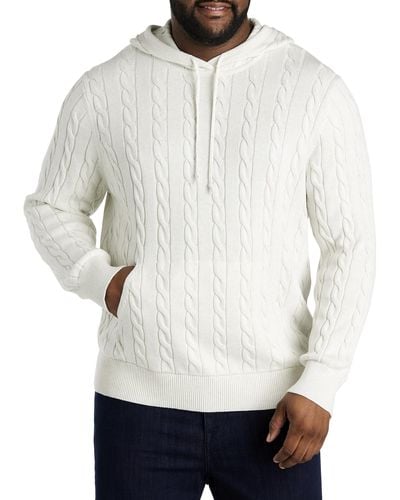 Brooks Brothers Big & Tall Cable Knit Hoodie - White