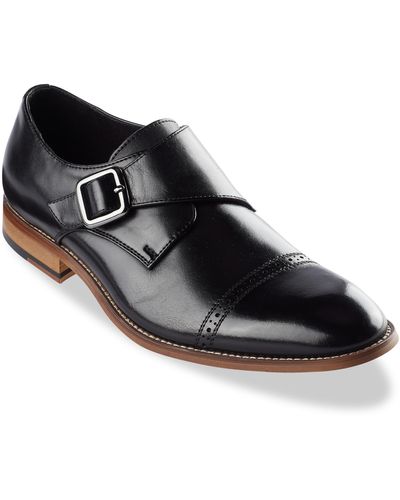 Stacy Adams Big & Tall Desmond Cap-toe Monk Strap Dress Shoes - Black