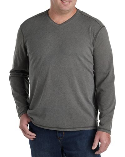 Tommy Bahama Big & Tall Morro Bay V-neck Long-sleeve T-shirt - Gray