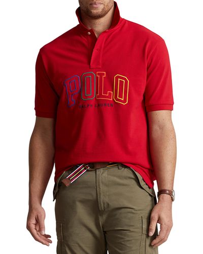 Polo Ralph Lauren Big & Tall Logo Mesh Polo Shirt - Red