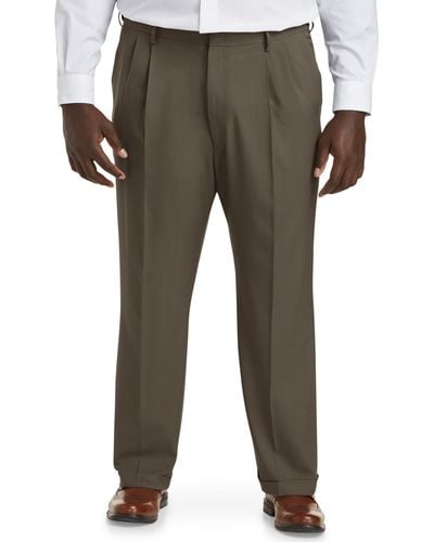 Haggar Big & Tall Premium Comfort 4-way Stretch Pleated Dress Pants - Brown