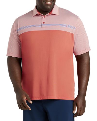 Reebok Big & Tall Speedwick Chest Stripe Polo Shirt - Pink