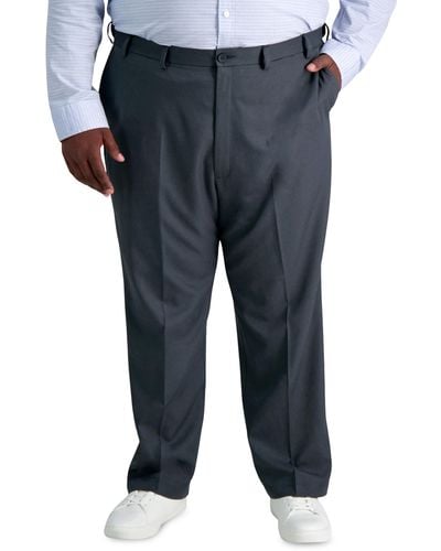 Haggar Big & Tall Cool 18 Pro Flat-front Dress Pants - Gray