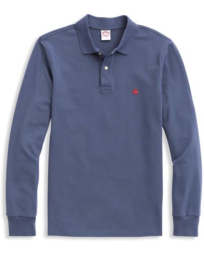 Brooks Brothers Big & Tall Piqu Long-sleeve Polo Shirt - Blue