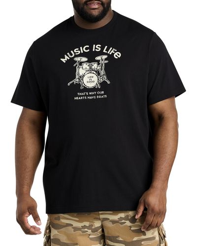 Life Is Good. Big & Tall Music Is Life Graphic Tee - Black