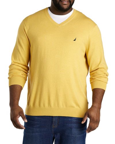 Nautica Big & Tall Navtech V-neck Sweater - Yellow