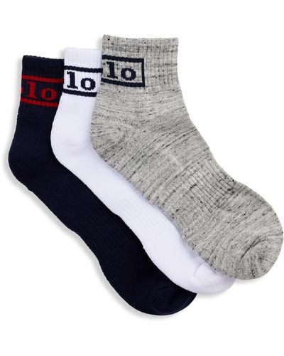 Polo Ralph Lauren Big & Tall 3-pk Logo Ankle Socks - White
