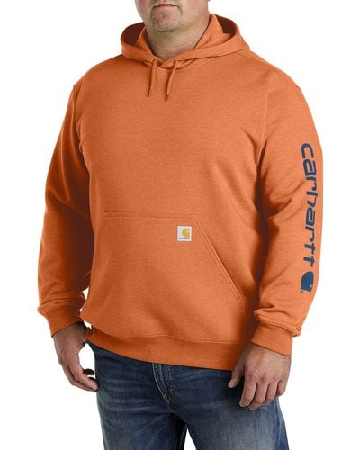 Carhartt Big & Tall Midweight Logo-sleeve Hooded Sweatshirt - Orange