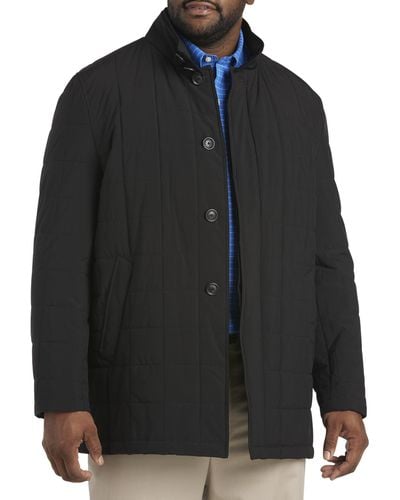 Jack Victor Big & Tall Jv Reflex Quilted Commuter Overcoat - Black