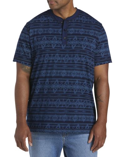 Lucky Brand Big & Tall Aztec Printed Henley Shirt - Blue