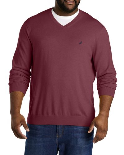 Nautica Big & Tall Navtech V-neck Sweater - Red