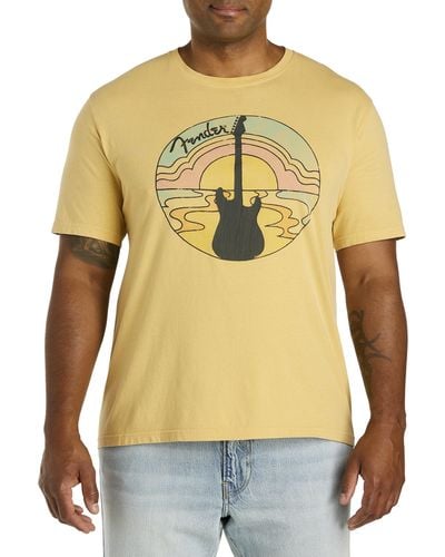 Lucky Brand Big & Tall Groovy Fender Sunset Graphic Tee - Yellow
