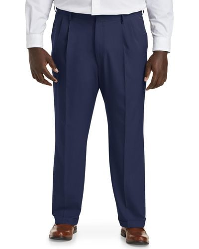 Haggar Big & Tall Premium Comfort 4-way Stretch Pleated Dress Pants - Blue