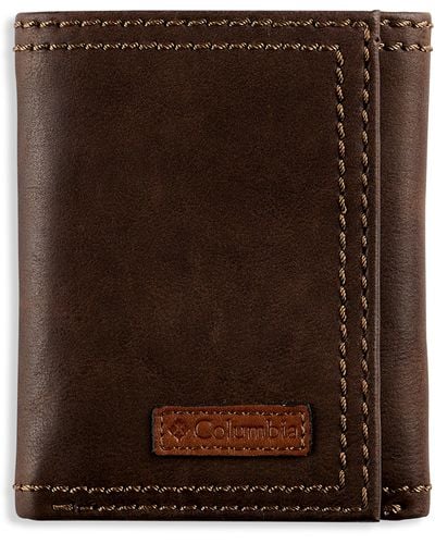 Columbia Big & Tall Extra Capacity Rfid Leather Tri-fold Wallet - Brown