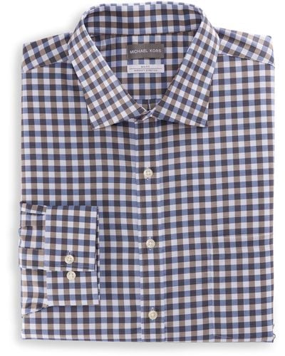 Michael Kors Big & Tall Multi Check Dress Shirt - Blue