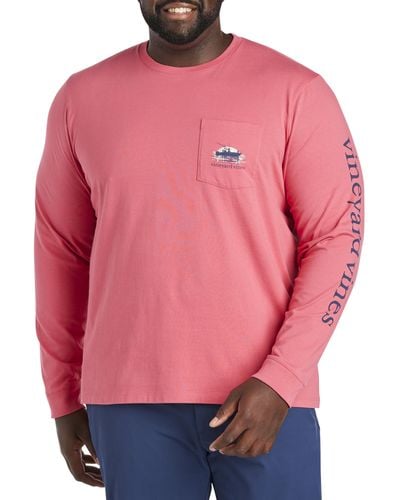 Vineyard Vines Big & Tall Sportfisher Sunset Long-sleeve T-shirt - Pink