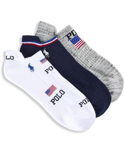 Polo Ralph Lauren Big & Tall 3-pk Usa Low-top Sport Socks - Blue