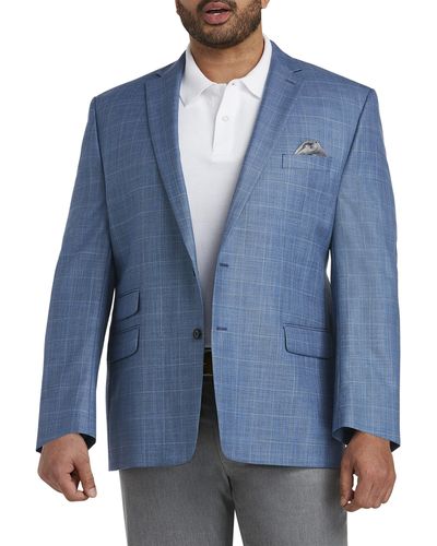 Ralph By Ralph Lauren Big & Tall Textured Plaid Sport Coat-executive Cut - Blue