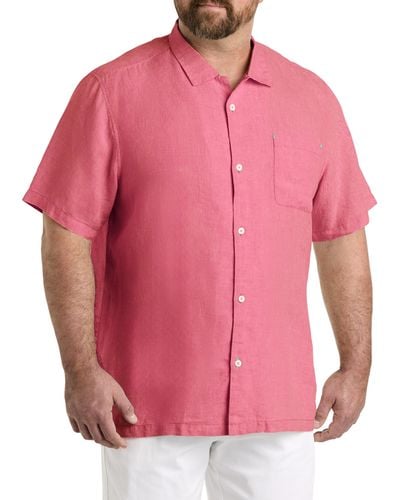 Tommy Bahama Big & Tall Sea Glass Linen Camp Shirt - Pink