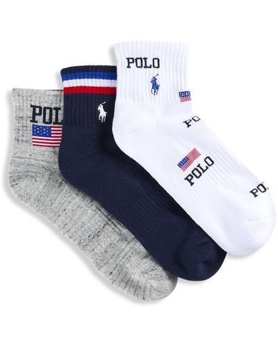 Polo Ralph Lauren Big & Tall 3-pk Usa 1 4-top Sock - Blue