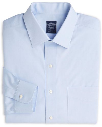 Brooks Brothers Big & Tall Pinpoint Stretch Dress Shirt - Blue