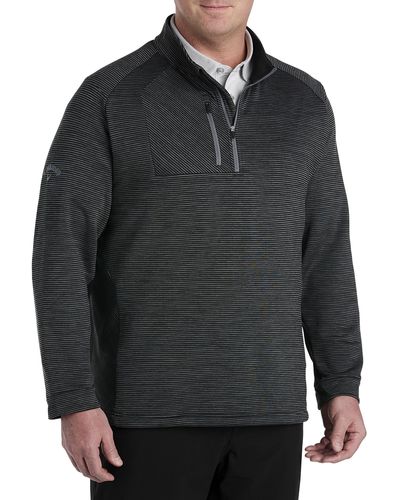 Callaway Apparel Big & Tall 1 4-zip Ecostripe Fleece Pullover - Gray