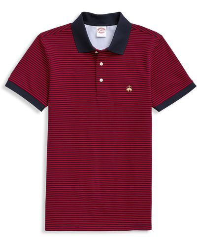 Brooks Brothers Big & Tall Striped Piqu Polo Shirt - Red