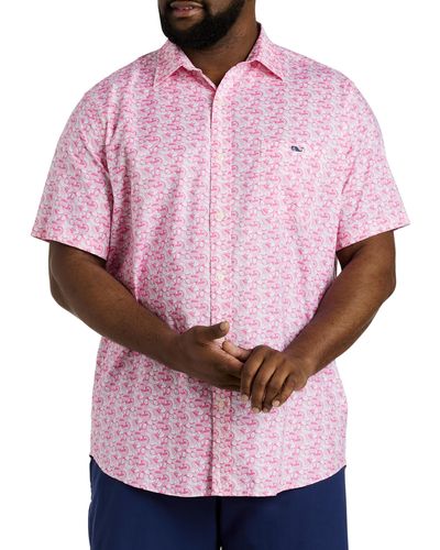 Vineyard Vines Big & Tall Fruit Print Sport Shirt - Pink