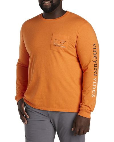 Vineyard Vines Big & Tall Whale Long-sleeve Pocket T-shirt - Orange