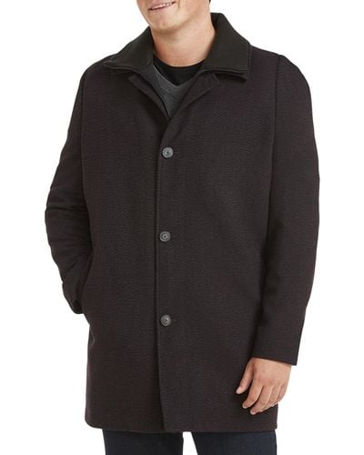 Calvin Klein Big & Tall Herringbone Zale Overcoat - Black