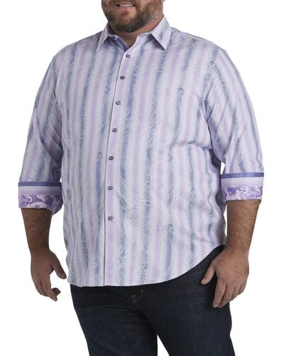 Robert Graham Big & Tall Milkyway Stripe Sport Shirt - Blue